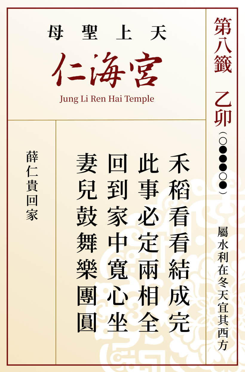 第八籤 乙卯